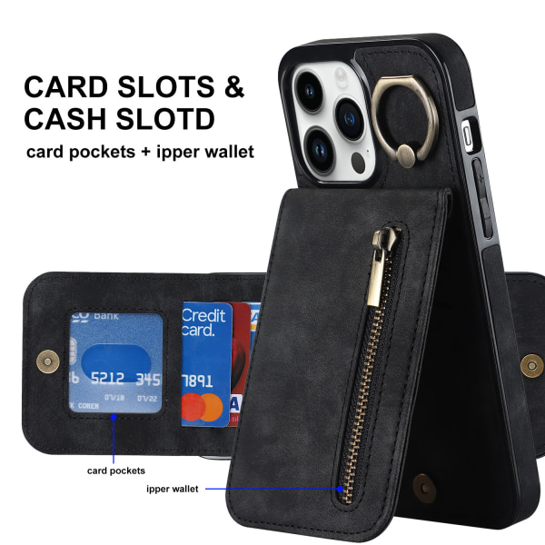 Gäller iphone12/ pro korthållare-mobiltelefon case svart