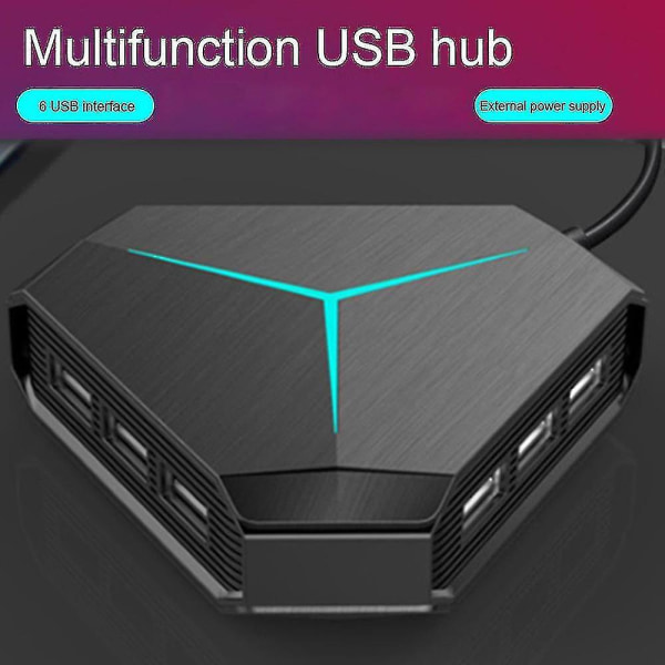 6 porter USB Hub Multi Splitter Expansion Desktop Høyhastighets Adapter_e