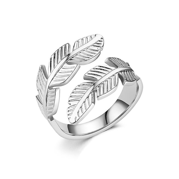 2 st Fashionable Feather Ring, rostfritt stål Ring