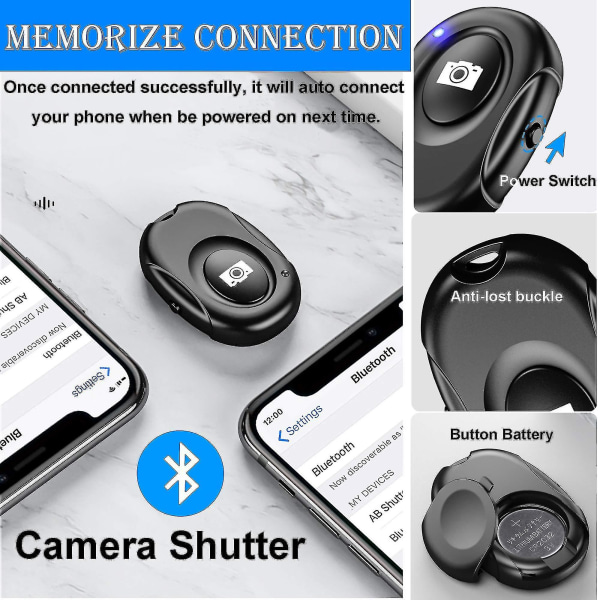 Langattoman Bluetooth kameran kaukolaukaisin, 20 metrin tunnistusetäisyys 2 kpl älypuhelimen pakkaukseen