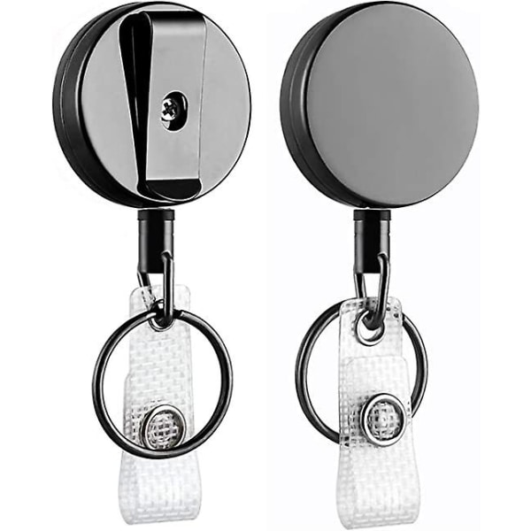 Wabjtam 2-pack Heavy Duty Retractable Badge Holder Reel, Will Well Metal Id Tag Holder Belt Clip Keyring For Business Card Keychains [full Metal Case,