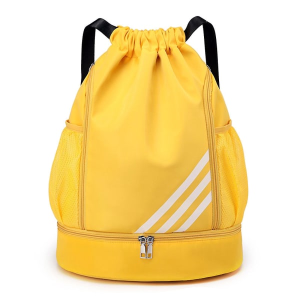 Sports Gym Snøreryggsekk med sidelomme Sports Gym Bag for kvinner, menn, 100 % splitter ny (gul)