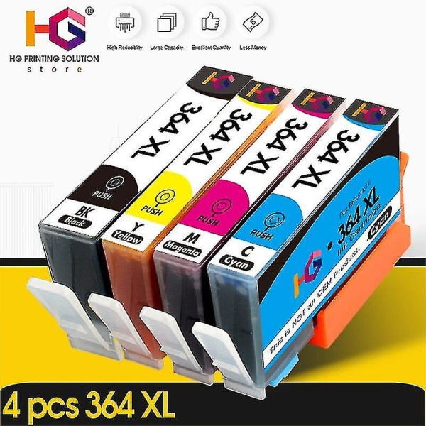 364 Yhteensopiva mustepatruuna Hp364 364 Xl Hp 3070a 3520 3522 4620 4622 5511 5512 5514 5515 5520 5522 5524 Tulostin (4 kpl x 364