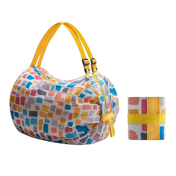 Bærbar handlepose Miljøvennlig Shoppingbag med stor kapasitet Bærbar strandveske Sammenleggbar (gul)