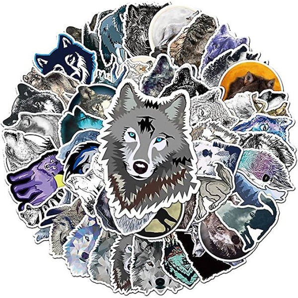 GHYT Wolf Stickers til Børn Drenge Piger Teenagere, Søde Vandtætte Vinyl Stickers til Laptop Vandflaske Cup Cykel Bagage Computer Telefon Flasker Bil Notebo