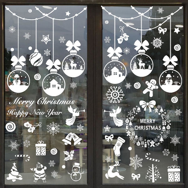 Christmas Window Snowflake Cling Decals Klistremerker Dekorasjoner for ferie feiring God jul