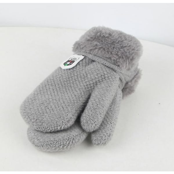 Pige vinterhue og handsker sæt Pom Pom hat termisk fleece strikket