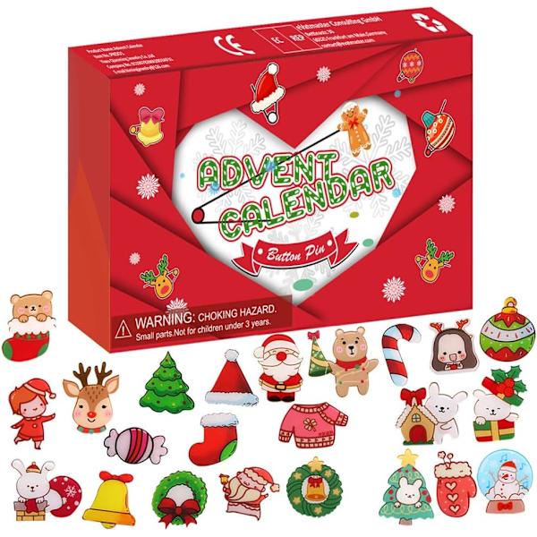 Julkalender 2024 med Nedräkning, Julkalender, 24 Dagar Julklappskalender DIY Smyckestillverkningssats Present till Barn Tonåringar Kvinnor (brosch)