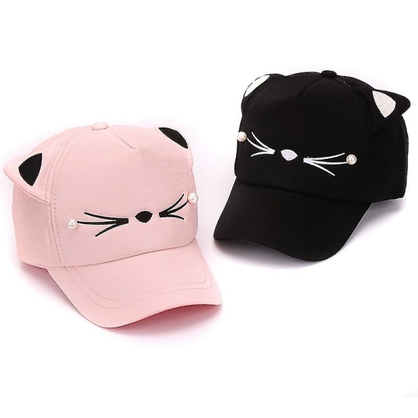 Cat Pearl Ears Baseballhatt Dam Casual Solskydd Peaked Hat Trendig hatt Svart（svart）