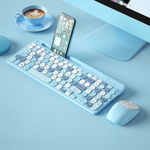 2.4g Mini Färgglad Flickuppladdningsbar Trådlös Bluetooth Tangentbord Mus Set Tyst Laptop Desktop Iso Android Universell Bärbar