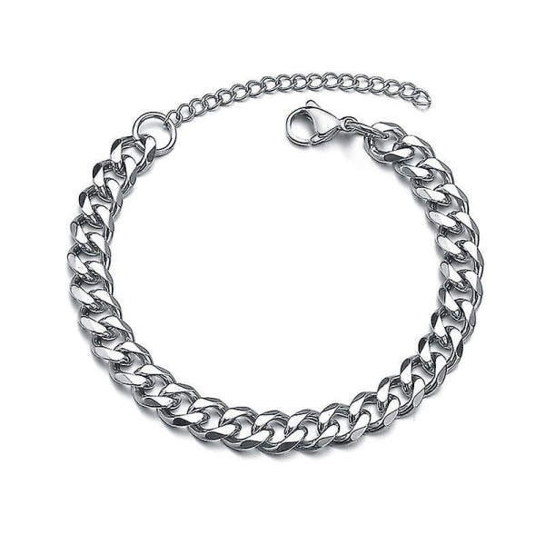 Europæisk og amerikansk herrearmbånd i titaniumstål, sekssidet slebet cubansk armbånd, enkel personlighed, håndsmykker, trendy jord, cool smykker, stålfarve 5mm*18+5cm