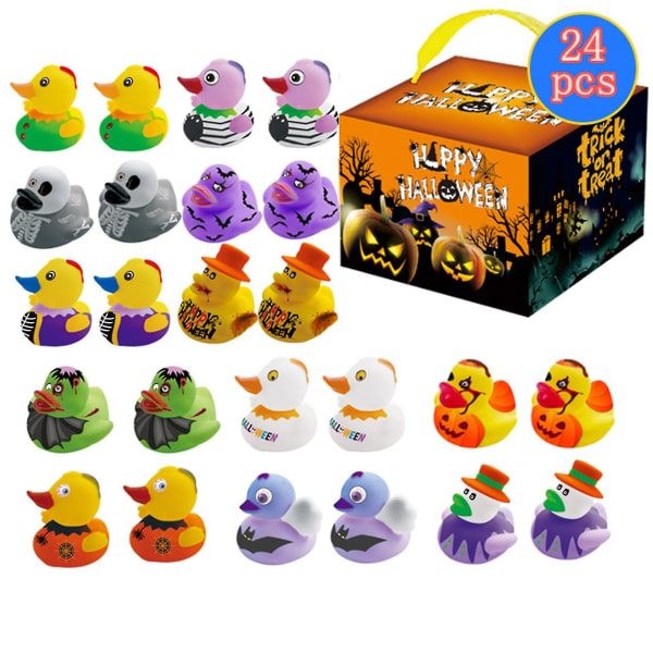 Børns lille andelegetøj Blindkasse And i badende Halloween-kalender 24 gummiænder Creative Ducks Adventskalender Julegaver til børn