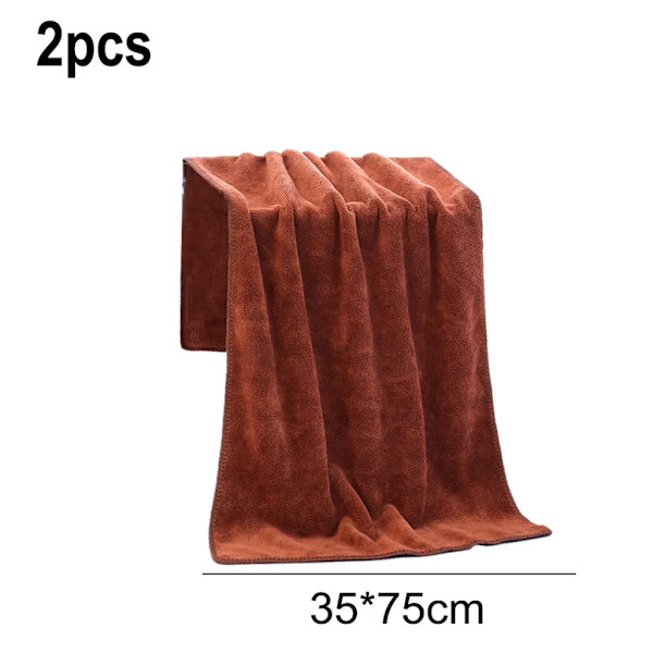 Professionell snabb torkande mikrofiber frisörsalong handduk 2-pack (brun)