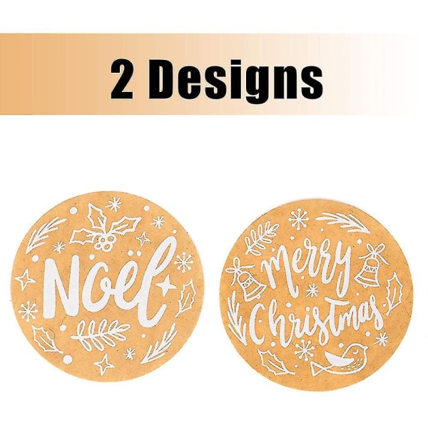 2-rull Kraft Merry Christmas Stickers Holiday Seals Labels Stickers For Christmas Favor Tags（1,5 tommer）