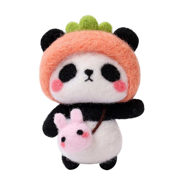 Filtdukke Bedårende Panda-serie Ullfilt Håndlaget gjør-det-selv-gavedukkedekorasjoner - perfekt kreativ gave!（Style1）