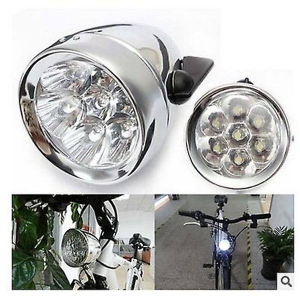 Vintage-polkupyörän etuvalo, 3 LED-retro-polkupyörän etuvalo taskulamppu ajovalolla (hopea)