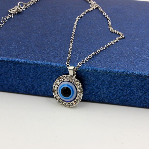 WABJTAM12 stykker tyrkisk blå onde øjne vedhæng Håndlavet glasperler Væghængende ornament med snor til smykketilbehør Home Craft Decor (rund)