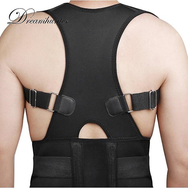 Unisex Fitness Ryggstöd Brace Justerbar Magnetisk Hållningskorrigerare Korsett De Postura Rygg Bukbälten Män-svart（XL，Svart）