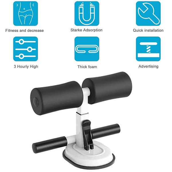 Sit-Up Bar Abdominal Trainer, Sport Ab Abdominal Muscle Trainer Self-Suction Seat Bar, (Svart och Vit)