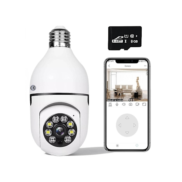 Kameror för hemmasäkerhet Utomhusljuskamera 2,4 GHz Wifi Utomhus, 1080P E27 Ljuskamera Säkerhetskamera, Inomhus 360 Hem Säkerhetskameror
