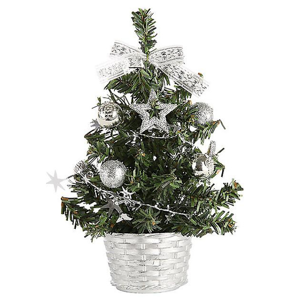 Miniatyrjulkträd med prydnader, 4 stycken