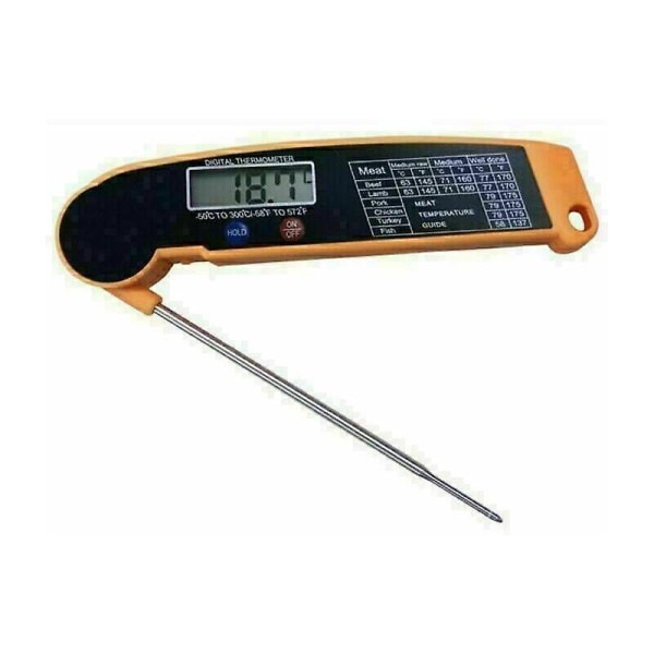 Kjøkkentermometer, 3s øyeblikkelig avlesning steketermometer, kjøtttermometer, med LED-bakgrunnsbelysning, sammenleggbar sonde for matlaging, kjøtt, grilling, biff,