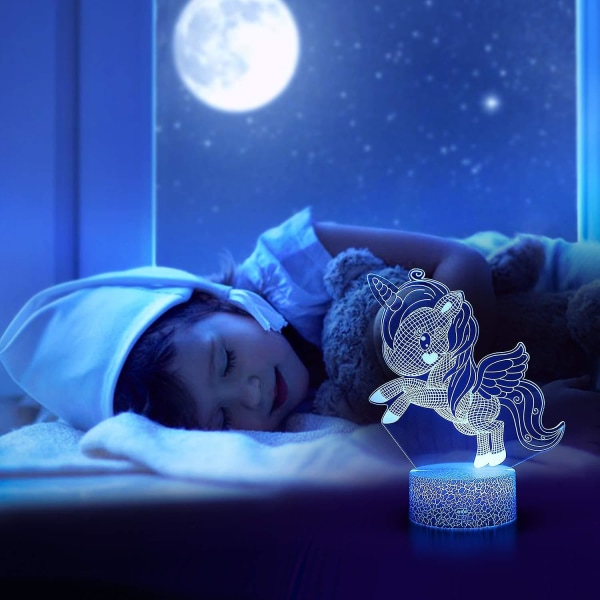 Cadeau Licorne, Veilleuse Licorne Pour Enfants, Lampe De Nuit Jouet Licorne, 16 Couleurs Changent La Lampe 3d Licorne