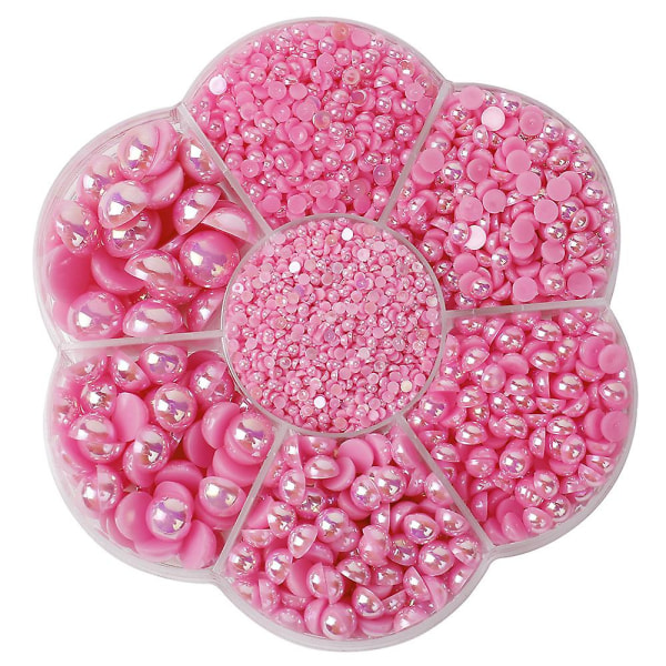 2800 stk 1 æske 7 størrelser Rund Flatback Half Pearls Bead Gem pink