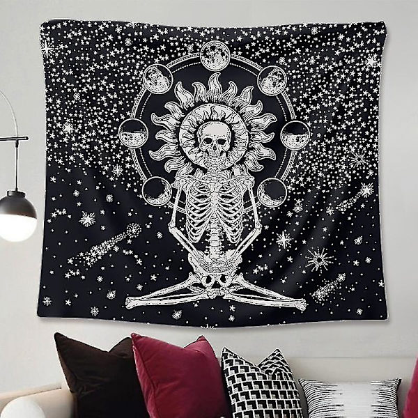 Skelettväggbonad, kasttäcke, sängöverkast, Halloween-inredning för hemmet (95x73cm)