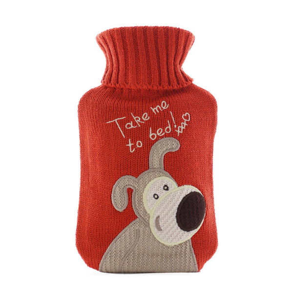 Julefyld vandvarmerflaske med låg Letvægts varmtvandspose med stor kapacitet til menstruationssmerter Smertelindring（Lucky Dog）