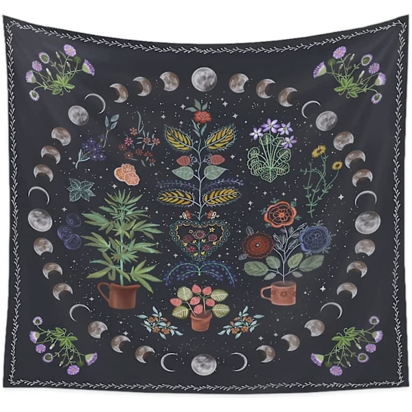 Växtestetisk Tapet, Botanisk Månfas Tapet Väggbonad Natur Tapeter Blommig Tapet För Sovrum Vardagsrum (150cm X 200cm)