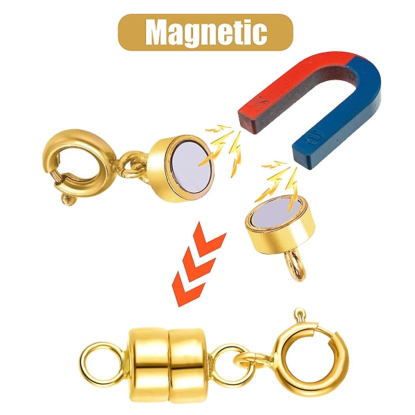 Magnetisk halsbandslåsomvandlare, kedjeförlängare smyckeslåsomvandlare, låsförlängare, förslutningsarmband（Glod）