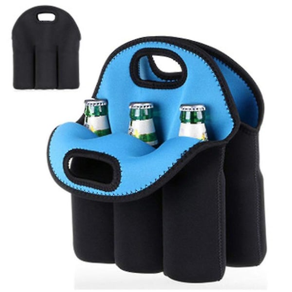 6 Bottles Extra Thick Insulated Neoprene Carrier Bottle Tote Carry Bag For Beer Baby Bottle Cans Drinks（Sky Blue）