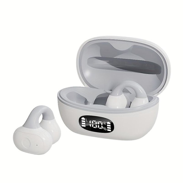 Øreklips Bluetooth-hodesett Smertefritt Ikke-påtrengende trådløst sportsklips Bluetooth-hodesett Superlang batterilevetid（grå）