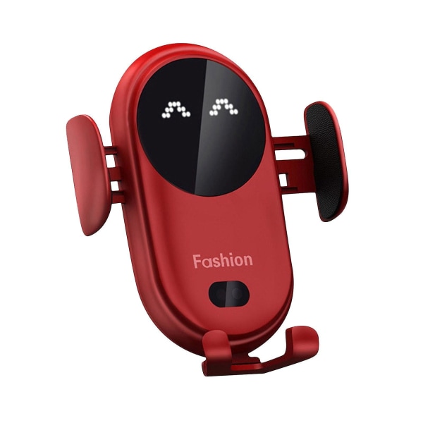 Automaattinen kiristys langaton laturi Autoteline Älykäs infrapuna-anturi tuuletusaukkokiinnitys matkapuhelimen teline (punainen)