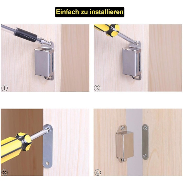 Magnetisk Dörrstängare Magnetiskt Lås Dörrmagnet Möbelmagnet Rostfritt Stål Dörrstängare För Låda Skåp Skjutdörr Balkongdörr (4 Stycken)