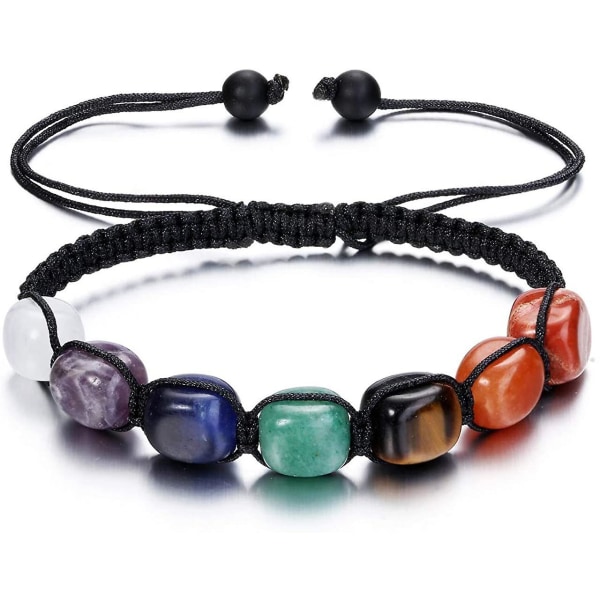 Wabjtam 7 Chakra Reiki Healing Crystals Stretch Armbånd Naturlig Ædelsten Energi Balancing Yoga Beads Armbånd Til Kvinder Flettet Reb/elastisk Snor