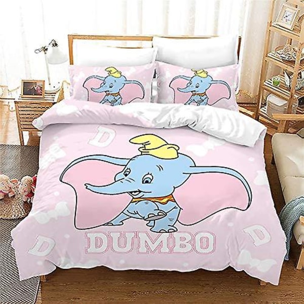 3D Digitaltryck Dumbo Barn Hemtextil Sängkläder Tredelad Set XFX2 180*200cm -ZHENV（180*200cm）