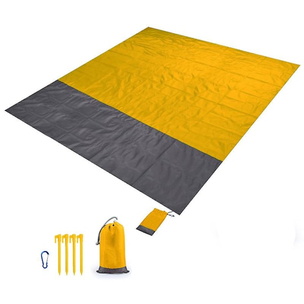 Vattentät Campingmatta Strandfilt Utomhus Bärbar Lätt Madrass Picknickfilt Turism Markmatta Fällbar Tält（200 x 140cm，Ljusgrön）