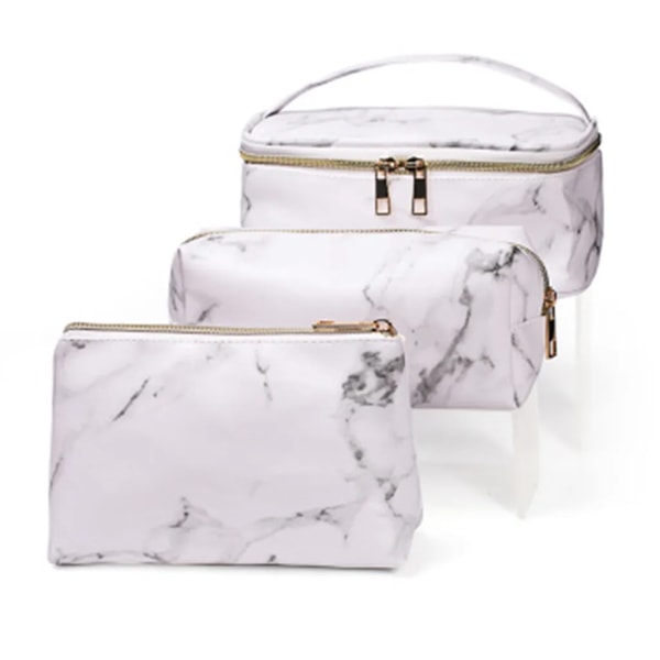 3st vattentät kosmetisk väska för kvinnor - marmormönster
