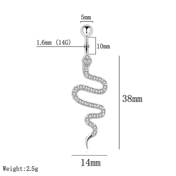 Teräksinen naparengas käärmeen muotoinen timanttiuurteinen vatsarengas