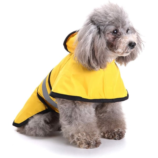 Reflekterande regnkappa för hund med huva|Justerbar |Gul M