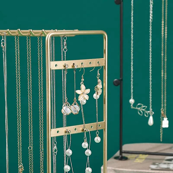Halsband Örhänge Metall Smycken Display Stativ Guld Och Svart Ring Förvaring Organisatörer Rack Hållare Butiker Display Dekor