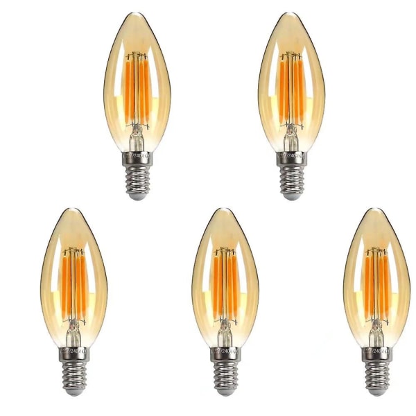 LED lyspære, stearinlys lyspærer, ravglødende dekorativt Edison nattlys LED E14 kandelaber glødetrådssokkel lyspære Ultra varm hvit 2700K Non-Di