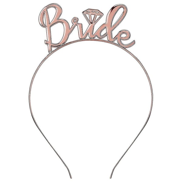 Bride To Be Set, 3 stk/sett Bride To Be Sash+hodebånd Tiara+slørsett Utdrikningslagsutstyr Dekorasjonssett（Rose Gold）