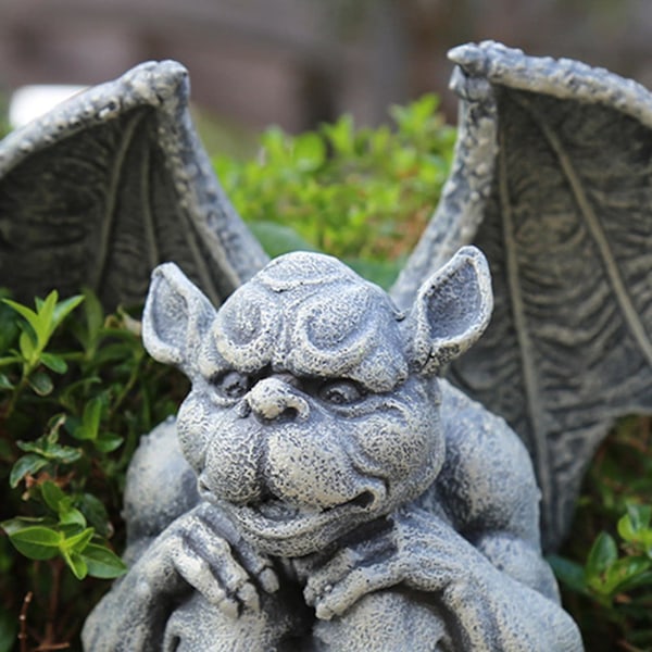 1 Stycke Gargoyle Staty Trädgårdsfigur Gräsmatta Staty Dekorativ Staty, Sittande Mystisk Gargoyle Ornament