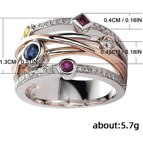 Kvinnor 3-lagers Rhinestones Ädelsten Ring, Blomma Koppar Smycken Present Till Vänner Kvinna Man,vatten droppe Blom Ringar