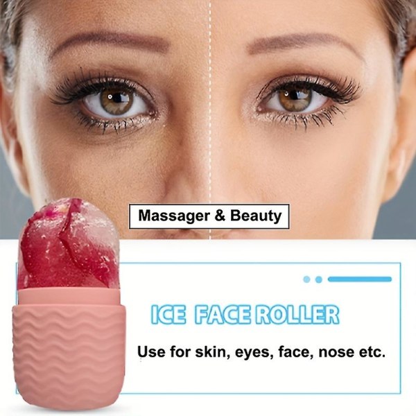 Massageispind til ansigtskøling Iskompress til ansigtet Isrulle Silikoneisbakke Krymp porer og slank ansigt (pink)