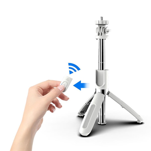 Monitoiminen säädettävä Bluetooth-yhteensopiva kauko-ohjain jalusta Selfie Stick (valkoinen)