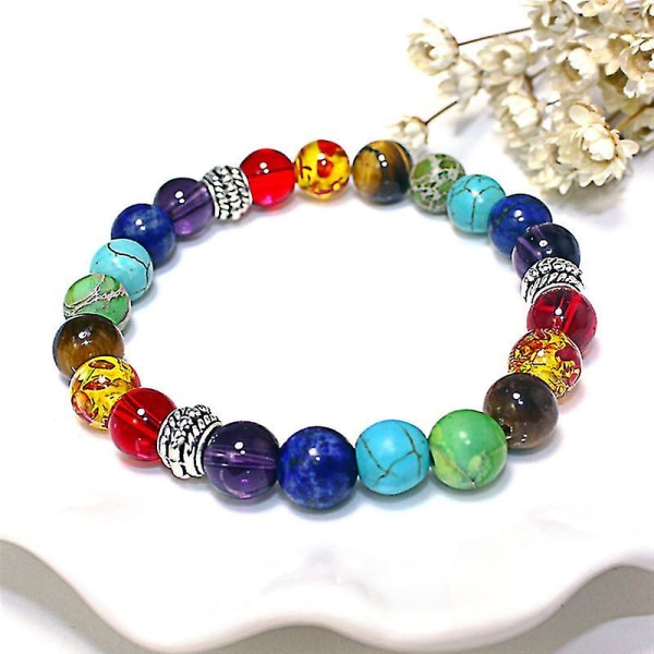 Nye 7 Chakra Healing Balance Beads Armbånd Natursten Armbånd Smykker Gave